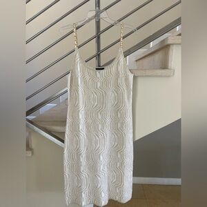 Vintage Elegant Cream knit Dress with Gold Chain Straps